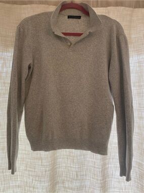 Brandy Melville Women's Light Gray Polo Neck Cotton-Blend Sweater
